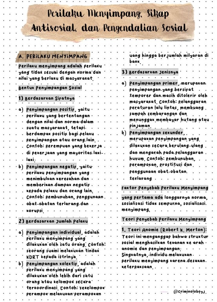 Perilaku Menyimpang, Sikap Antisosial, dan Pengend