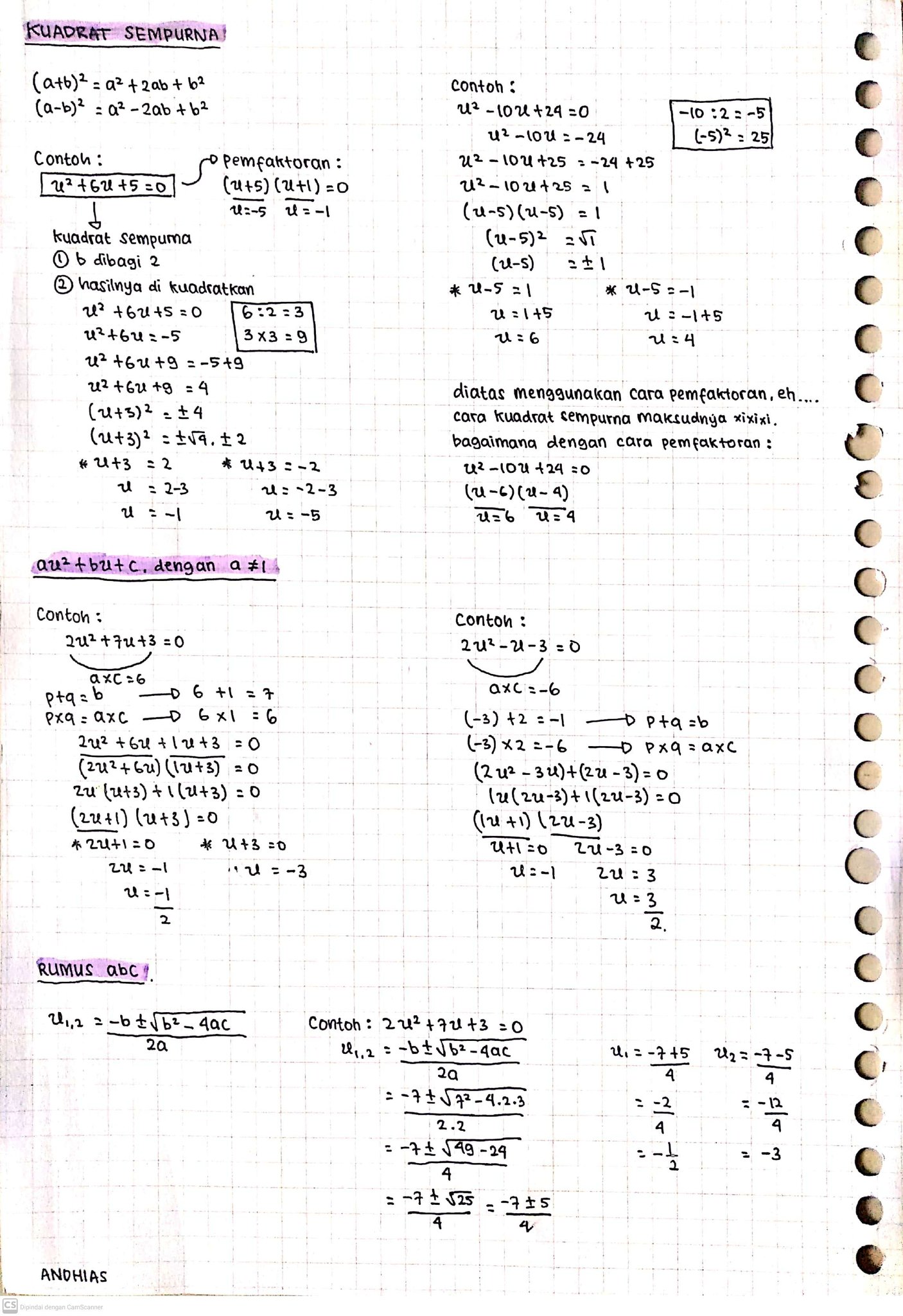Persamaan Kuadrat Kelas 9 - halaman 2