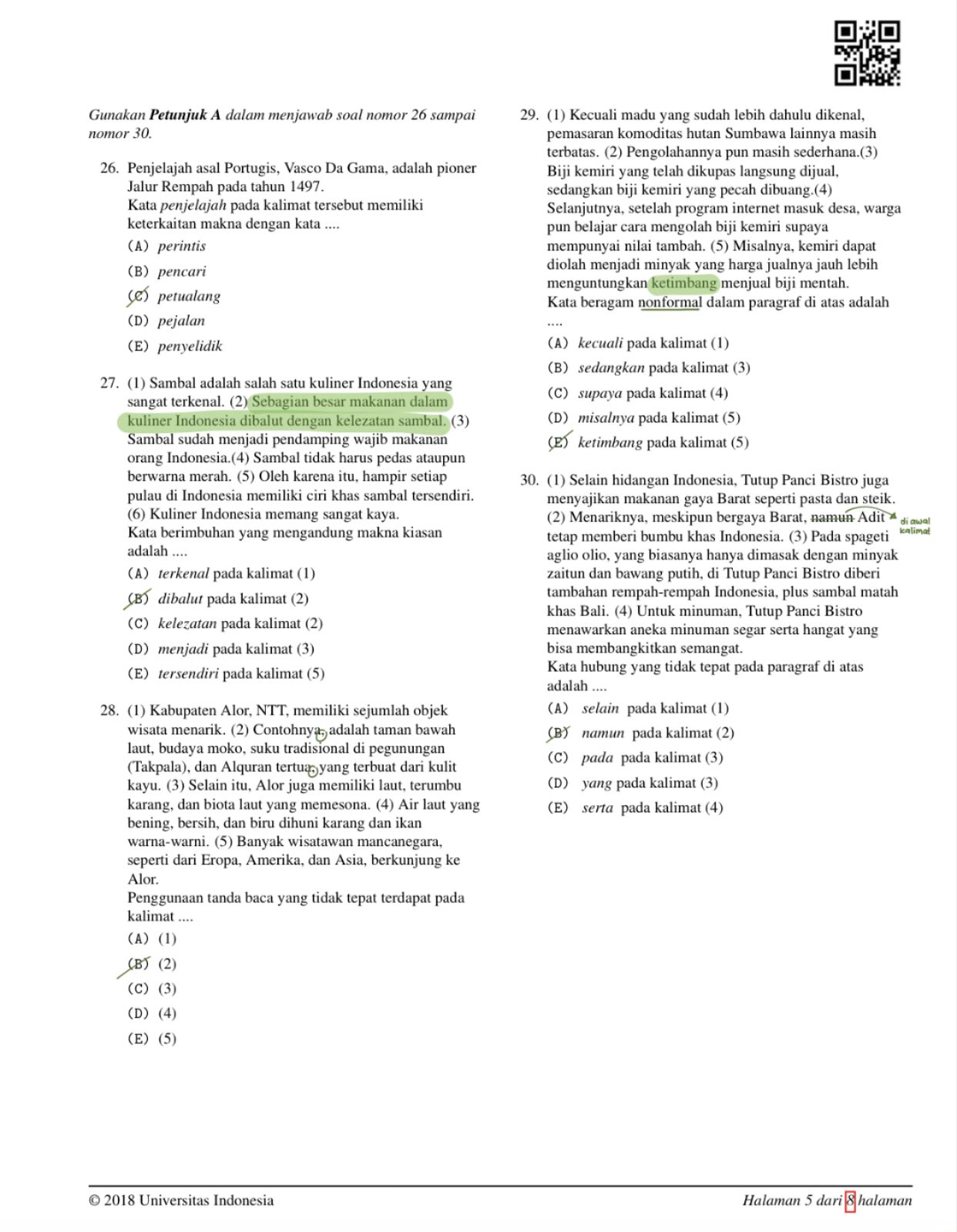 Pembahasan SIMAK UI Bahasa Indonesia 2018 - halaman 3