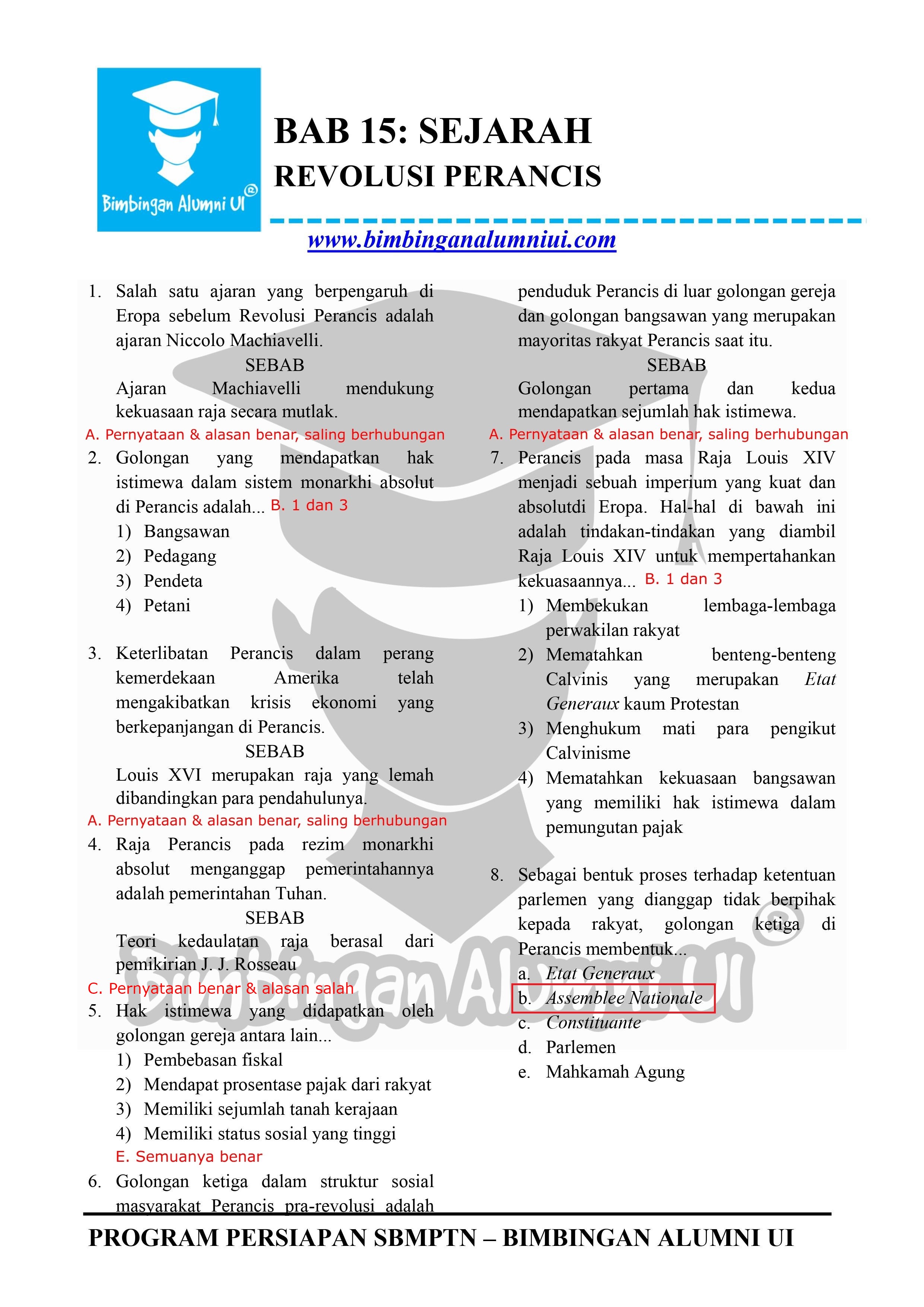 Soal Sejarah Revolusi Perancis