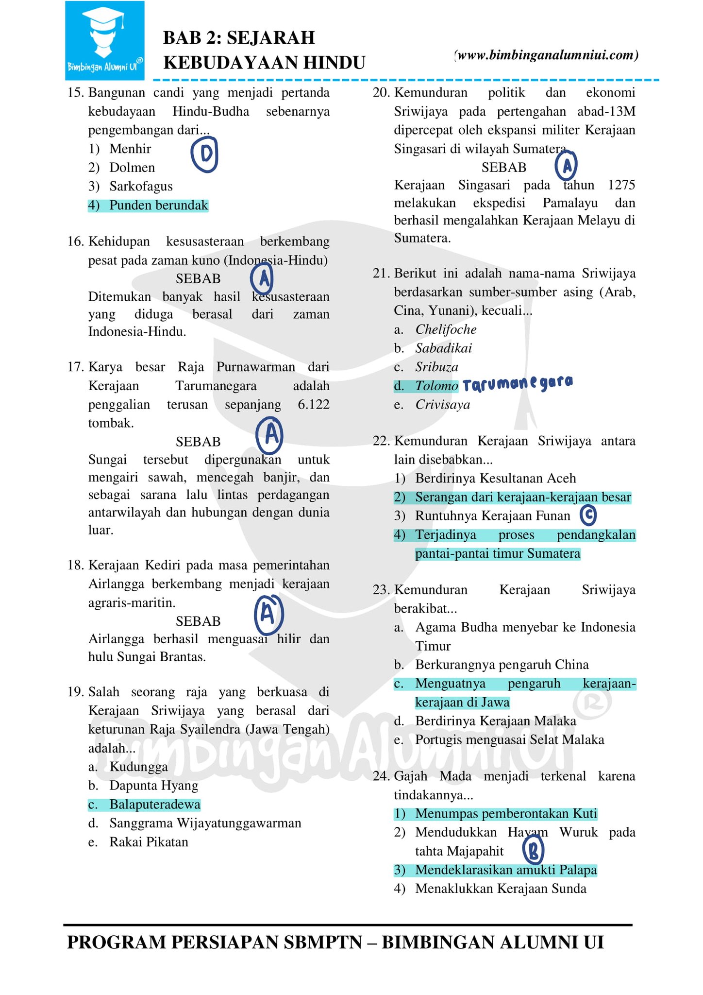 Soal Sejarah Kebudayaan Hindu - halaman 3