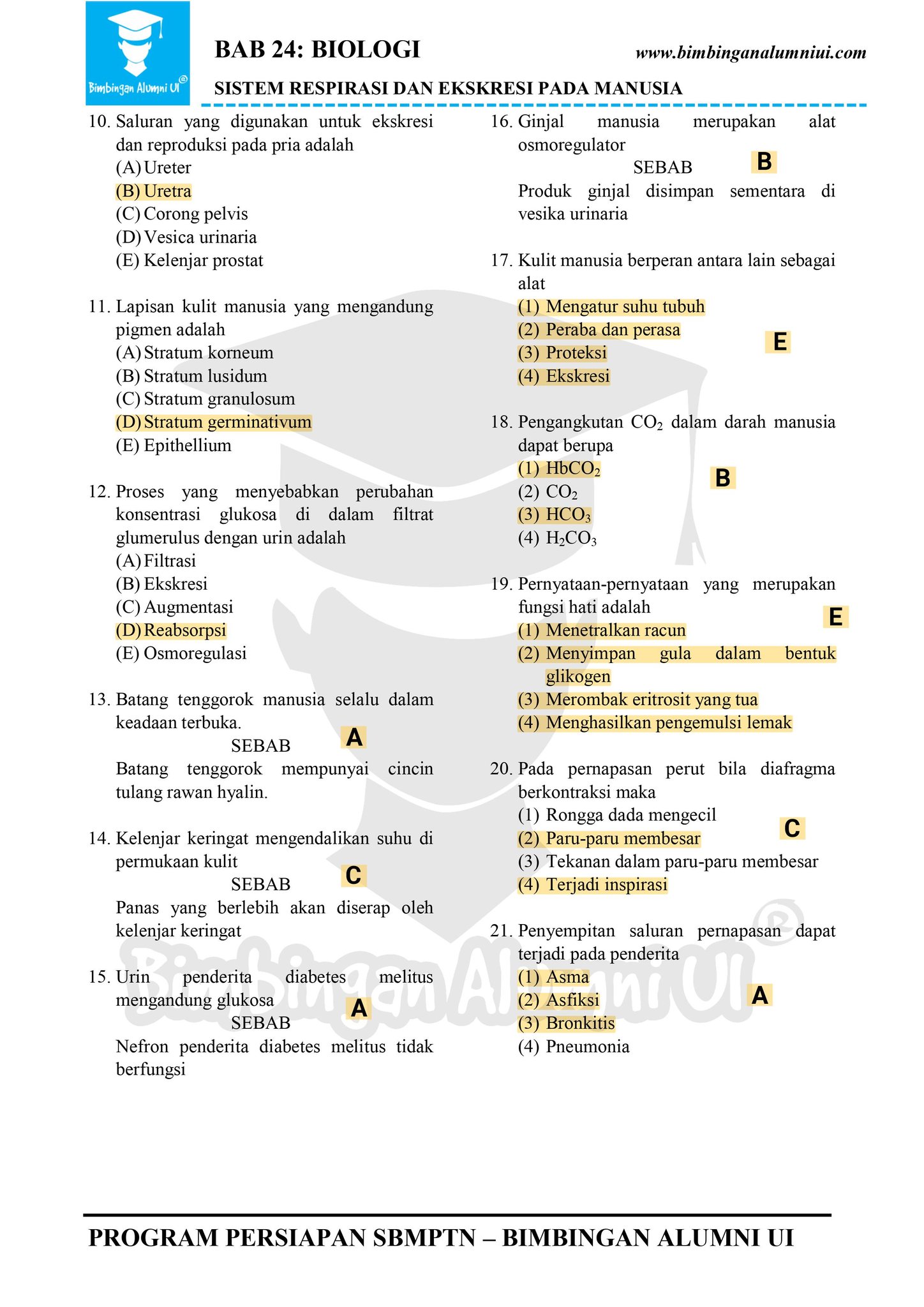 Soal Biologi Sitem Respirasi dan Eksresi Pada Manu - halaman 2