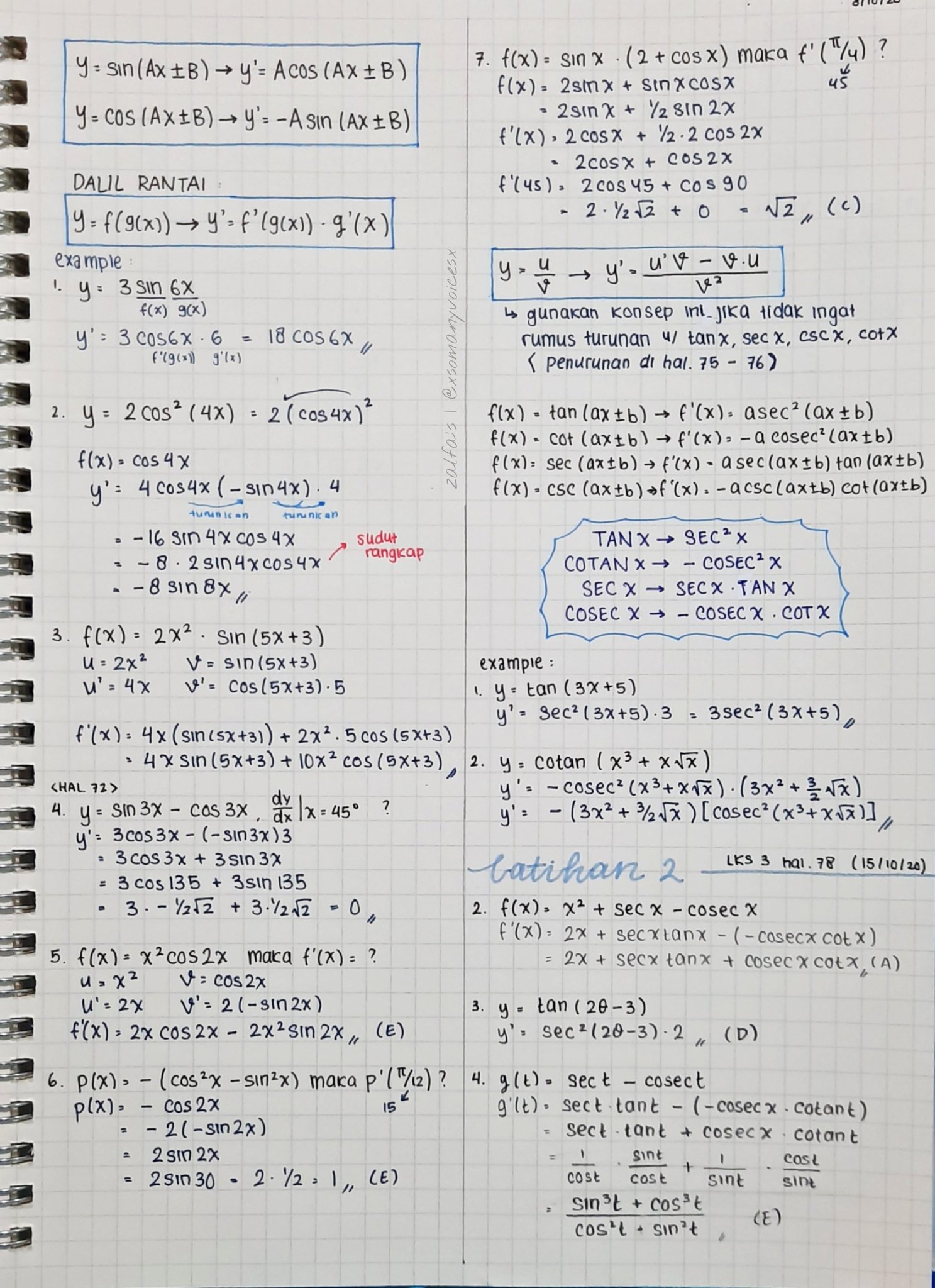Turunan Trigonometri – Kelas 12 - halaman 2